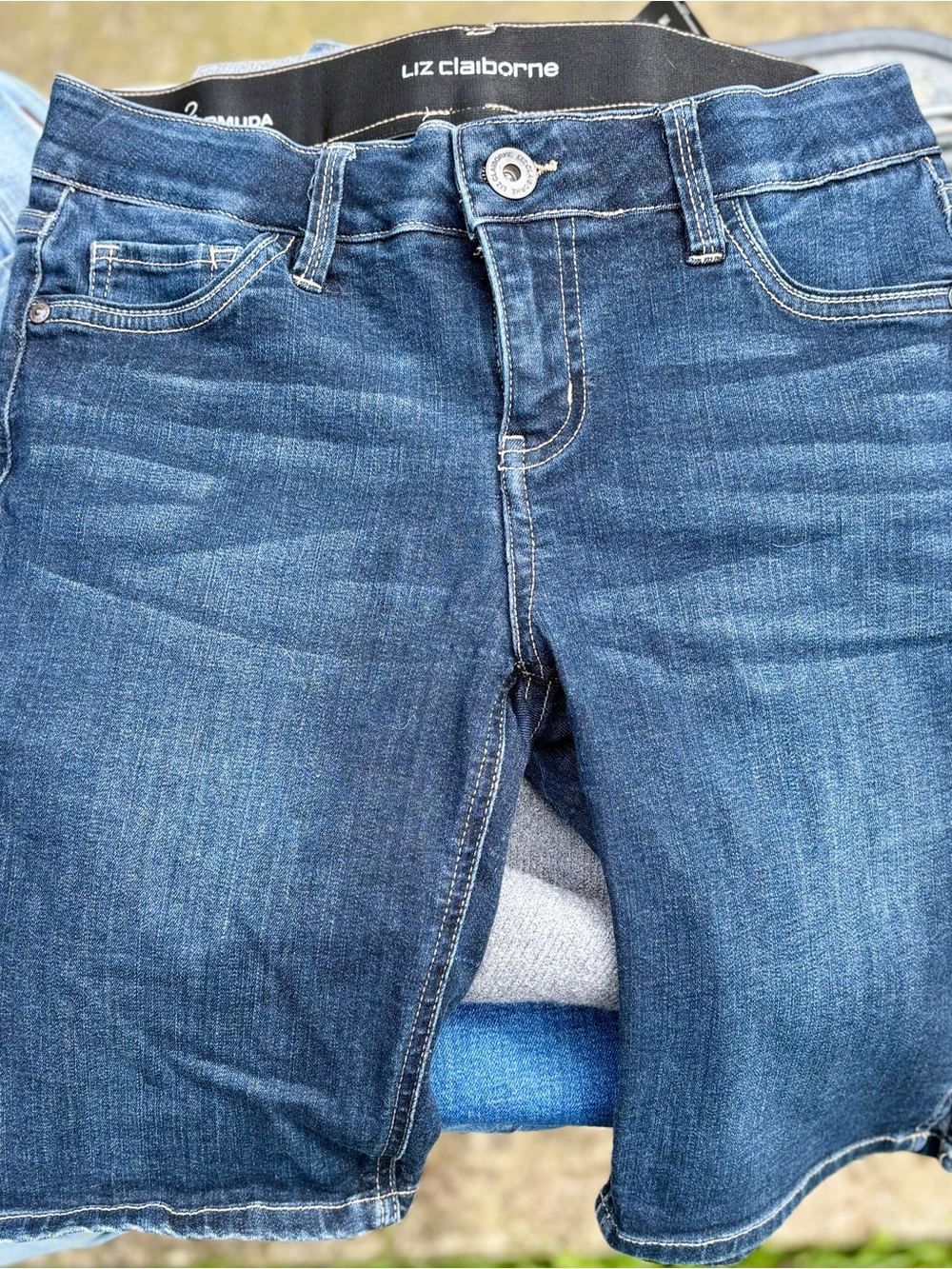 Liz Claiborne Dark Blue Denim Bermuda Shorts